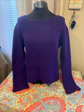 Cozy Women's Bianca & Blu Purple Sweater Made in Italy